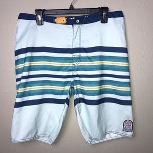 Katin Men's Striped Shorts in Blue and Yellow